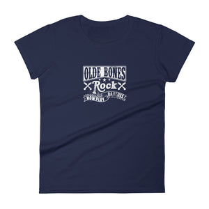 Olde Bones Rock & Now Play Da Blues Women's Short Sleeve T-Shirt - Navy | Olde Bones Rock! vintage inspired tees, women's retro rock tees, ladies classic rock t shirts