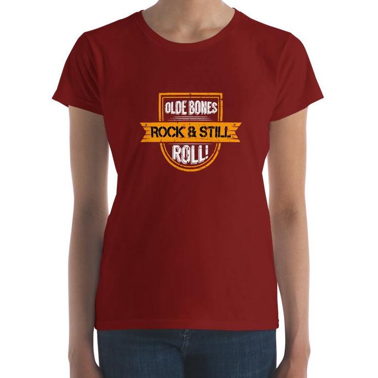 Olde Bones Rock & Still Roll Women's Short Sleeve T-Shirt - | Olde Bones Rock! vintage inspired tees, women's retro rock tees, ladies classic rock t shirts