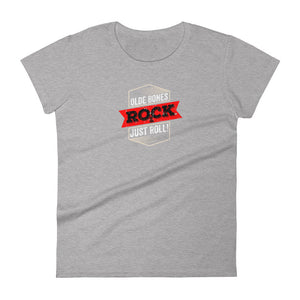 Old Bones Rock Just Roll Women's Short Sleeve T-Shirt - Heather Grey | Olde Bones Rock! vintage inspired tees, women's retro rock tees, ladies classic rock t shirts